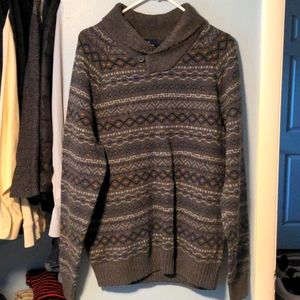 Men's Button Shawl Collar Soft Gray Sweater